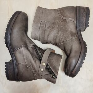 Bueno Brown Leather Ankle Boots Women 8.5 US 39 EU Shoes Zipper